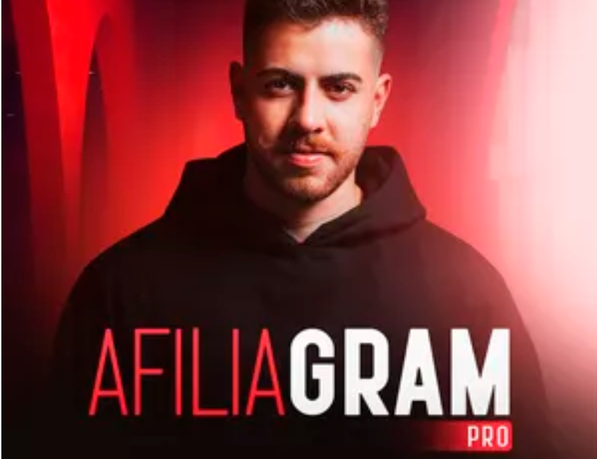 Capa do curso Afiliagram Pro de Lilo Henrique com ícones de marketing digital