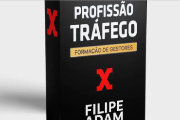 Capa do curso Profissão Tráfego de Filipe Adam com elementos de sucesso em marketing digital.
