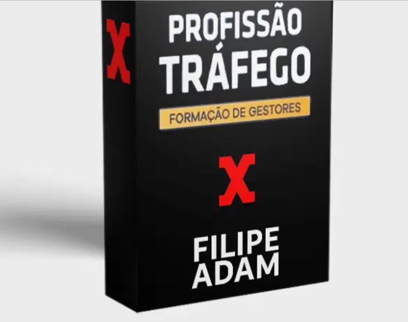 Capa do curso Profissão Tráfego de Filipe Adam com elementos de sucesso em marketing digital.