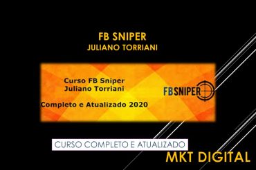 Capa do curso FB Sniper de Juliano Torriani com ícones de marketing digital.