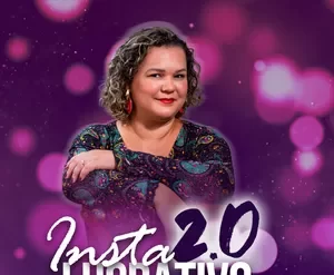 Logo Insta Lucro com elementos de gráfico de vendas crescendo