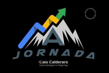 Capa do curso Google Ads de Caio Calderaro, com ícones de gráficos de crescimento e setas indicando tráfego pago.