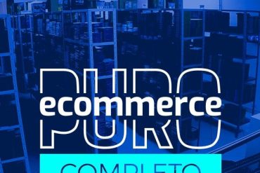 Capa do curso Ecommerce Puro de Gabriel Bollico com ícones de vendas e crescimento online.