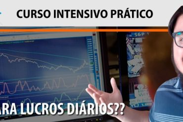 Capas do curso NerdBitcoin Trader Digital com fundo dinâmico de gráficos financeiros.