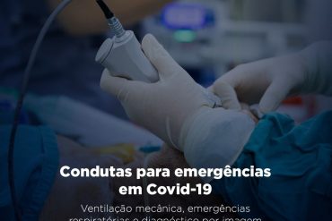 Capa do curso Condutas para Emergências em COVID-19 Medcel com ícones de medicina e download