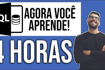 Estudante focado aprendendo SQL em um computador, tela exibe código de banco de dados.