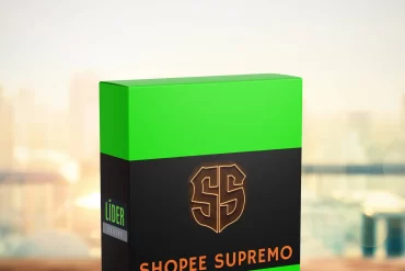 Capa do curso Shopee Supremo com Elideverson Aparecido, mostrando gráfico de vendas e logo da Shopee.